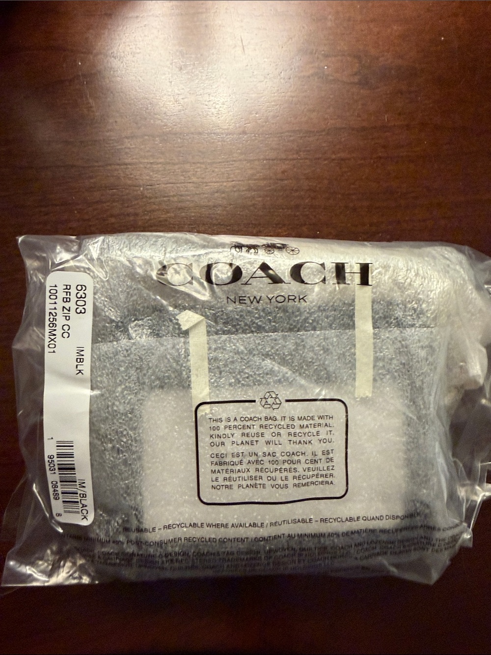 Coach Black Pebbled Leather Zip Card Case - Picture 4 of 4